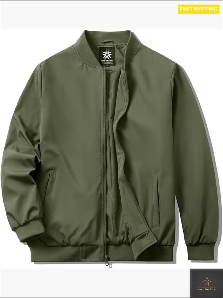 Bomber Jacket Lightweight Windbreaker Casual Spring Fall Coat Classic Regular